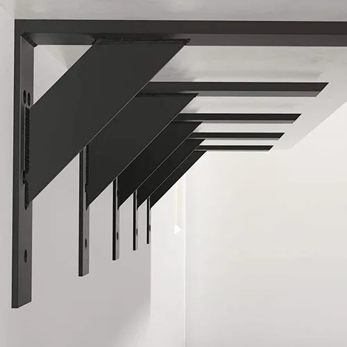 Vista 5 de Soportes de estante resistentes, paquete de 2 soportes de estante de 12 x 10 x 2.5 pulgadas, acero negro de 3/8 pulgadas de grosor, soporte en L