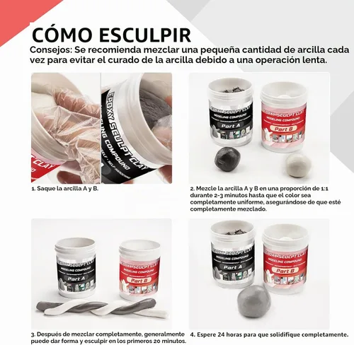 Vista 8 de Arcilla Epoxi para Esculpir, Arcilla Epoxi Model Magic que se Endurece Automáticamente, Masilla Epoxi A&B de 2 Partes, Compuesto de Modelado Natural