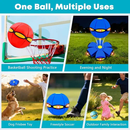 Vista 5 de Bola mágica, platillo volador mágico, interactivo entre padres e hijos, conmutación de modo dual, con 6 luces