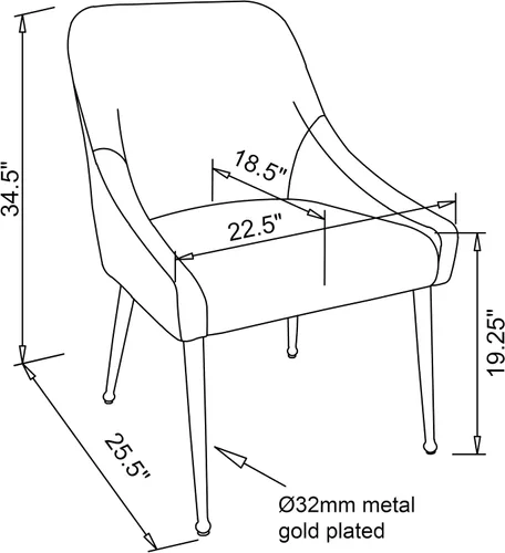 Vista 3 de Coaster Home Furnishings - Mayette - Sillas laterales tapizadas de metal - Sillas de comedor sin brazos de terciopelo con patas metálicas cónicas