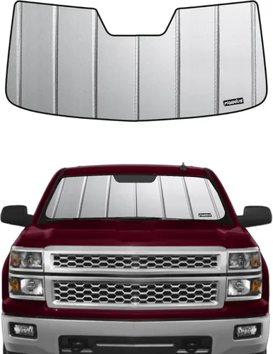 Vista 9 de Pigenius Parasol para parabrisas para Chevy Silverado/GMC Sierra 1500 2007-2013, 2500 3500 HD 2007-2014, acabado de cuero gris premium