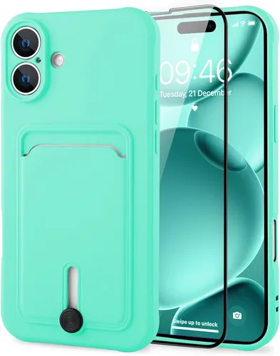Vista 71 de MZELQ Cartera de TPU Compatible con Funda iPhone 12, Portarjetas Protección de Cámara Cubierta + Protector de Pantalla, Ranura Empujable para Niñas