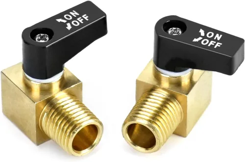 Vista 7 de QWORK Válvula de compresor de aire, paquete de 2, mini válvula de bola de latón, válvula de cierre NPT macho x NPT hembra de 1/4 pulgadas