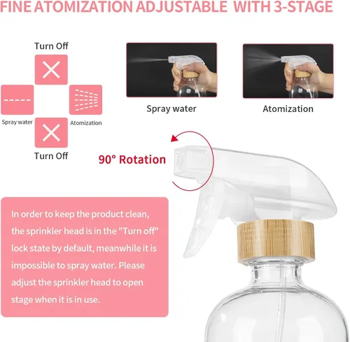 Vista 3 de HOMBYS Botellas vacías de vidrio de bambú con protección de funda de silicona, recipientes de vidrio transparente recargables de 17 onzas