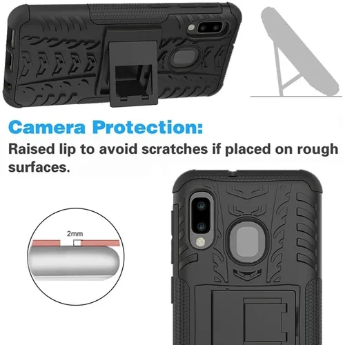 Vista 4 de Asuwish Funda de teléfono para Samsung Galaxy A10e con protector de pantalla de vidrio templado y soporte delgado, híbrida, resistente, funda