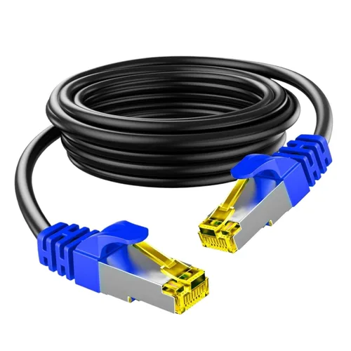 Vista 2 de Cat 8 Ethernet Cable 40Gbps 2000MHz SFTP Outdoor and Indoor RJ45 High-Speed Shielded Internet Network Patch Cord LAN Cable(Black,0.5 Meter)