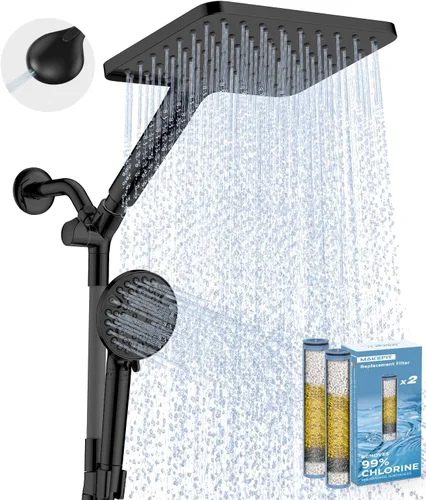 Vista 20 de MakeFit Combo de cabezal de ducha de lluvia con doble filtro, cabezal de ducha de mano de alta presión con barra ajustable, cabezal de ducha