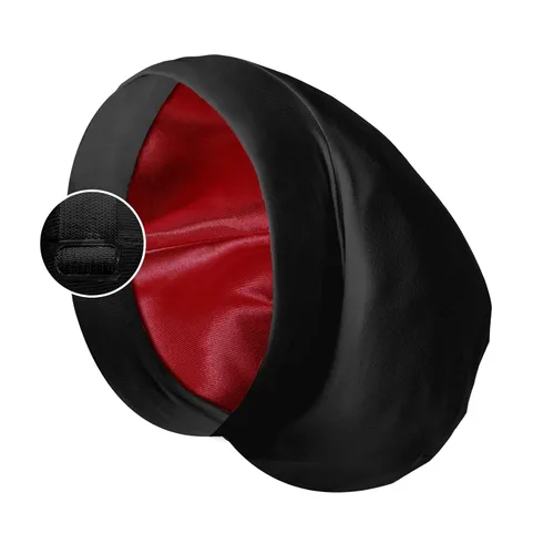 Vista 9 de Gorro de satén con forro de seda, cubierta ajustable para el cabello para mujeres y hombres, gorro de noche para el cuidado de pacientes