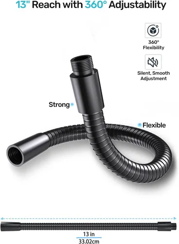 Vista 3 de Cuello de cisne de micrófono de 13 pulgadas (rosca 5/8-27) – Brazo de micrófono universal resistente para soporte de micrófono, ajuste de 360°, alta