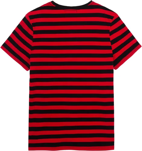 Vista 2 de LittleSpring Camisetas de manga corta con cuello redondo y rayas de algodón para Negro y rojo