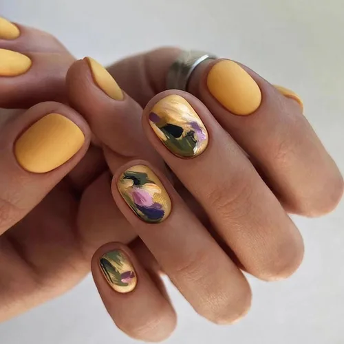Vista 13 de Uñas postizas francesas con punta negra y borde corto, uñas falsas con diseños de hoja de oro, uñas de acrílico artificiales de cobertura completa