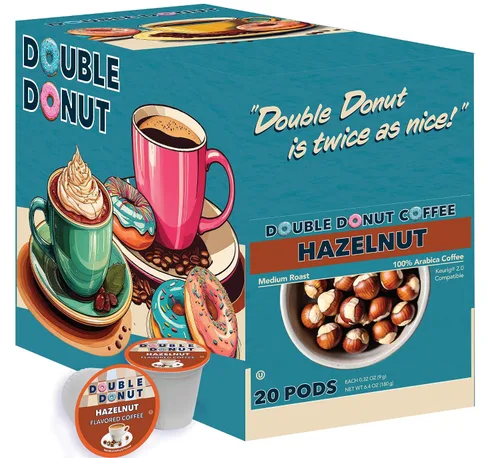 Vista 75 de Double Donut Coffee Cápsulas de Café Half Caff, Cápsulas de Café de Media Cafeína de Porción Individual para Cafeteras Keurig K Cup, Tostado Medio