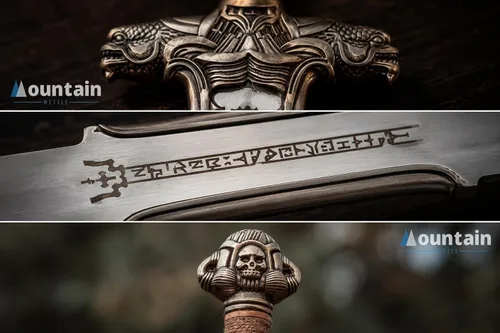 Vista 4 de Mettleive Conans The Barbarian Father Sword Full Tang Conans Real Atlantean Barbarian Destroyer Conquering Double Edge Two Sided Cold Steel Sword