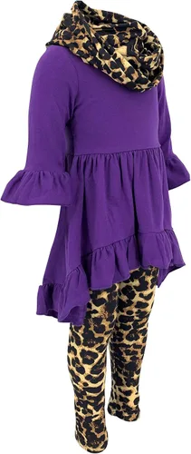Vista 4 de Unique Baby Conjunto de leggings con ribete de entrepierna para el día de San Valentín para niñas