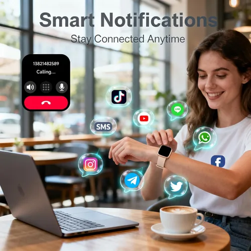 Vista 2 de Reloj de seguimiento de actividad física para mujeres y hombres, llamadas Bluetooth, pantalla HD de 1.83 pulgadas, 100 modos deportivos, frecuencia