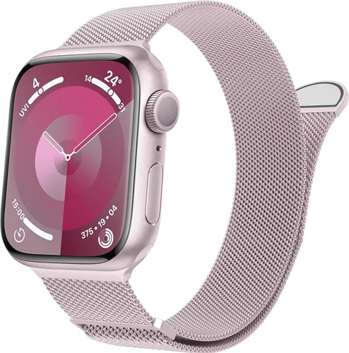 Vista 18 de Marge Plus Correa de malla de acero inoxidable cierre magnético para Apple Watch 7/6/5/4/3/2/1/SE de 1.5"/1.58"/1.61"/1.65"/1.73"/1.77" para A- Luz