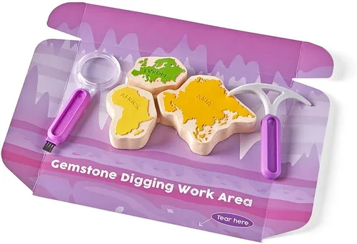 Vista 8 de hand2mind World of Gemstones Dig Kit, 8 piedras preciosas reales para descubrir, estuche de exhibición de piedras preciosas, kit de excavación