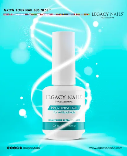 Vista 5 de Legacy Nails Professional PRO FINISH GEL 0.5 oz – Sellador de uñas acrílico de alto brillo para un brillo duradero – Fórmula de secado rápido