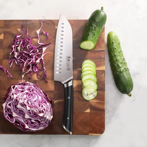 Vista 4 de Cangshan HELENA Serie Acero Alemán Forjado 7" Cuchillo Santoku (negro)