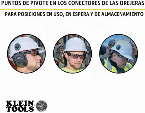 Vista 3 de Klein Tools 60532 orejeras con tapa y accesorio para casco de seguridad, 26dB NRR para construcción, fabricación, mantenimiento