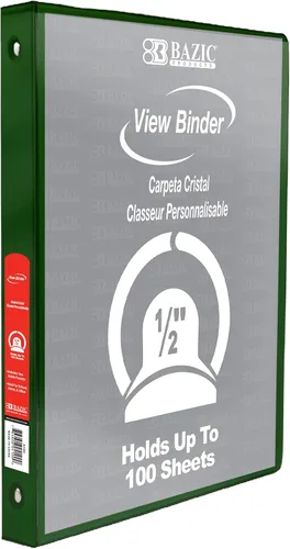 Vista 12 de BAZIC Products Carpeta organizadora de 3 anillas de 1/2 pulgada con vista económica, color negro, anillo redondo, capacidad para 100 hojas de papel