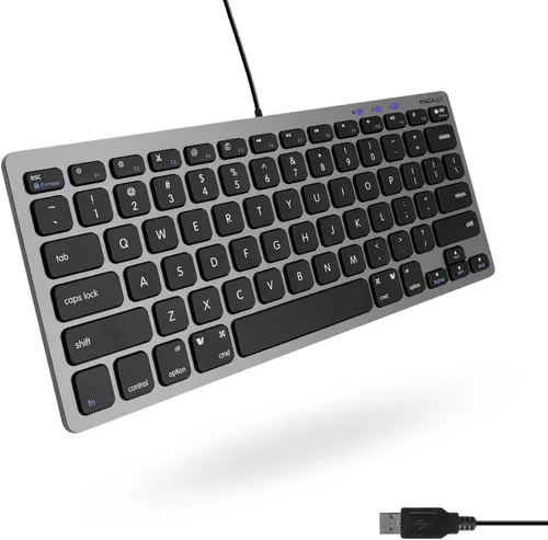 Vista 10 de Teclado pequeño con cable Macally para Mac y Windows - 78 teclas de corte de tijera compatibles con el teclado Apple para MacBook Pro/Air, iMac, Mac