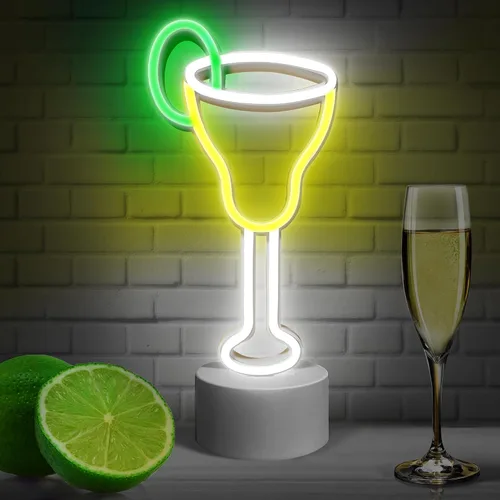 Vista 9 de Lumoonosity Palm Tree Lights - Letrero de neón de palmera verde y amarillo para dormitorio, sala de juegos, luz de neón con batería/USB, con soporte