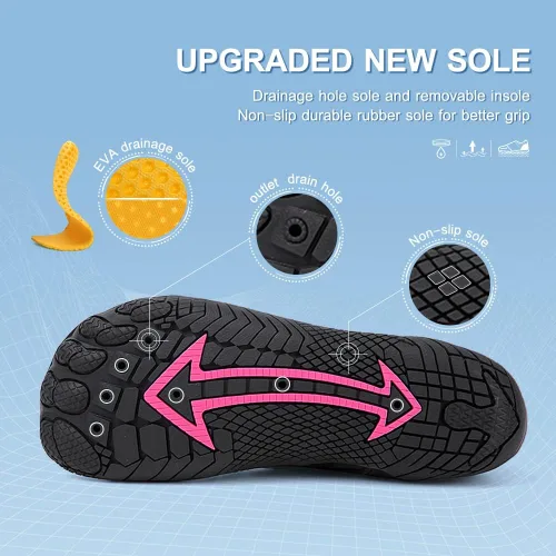 Vista 5 de Zapatos de agua para mujeres y hombres, zapatos de playa, zapatos de natación, zapatos de piscina, zapatos de río, zapatos descalzos de secado