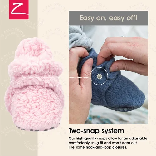 Vista 3 de Zutano Botines unisex peludos para bebé con agarraderas, forro de algodón orgánico, artículos imprescindibles para el registro de bebé