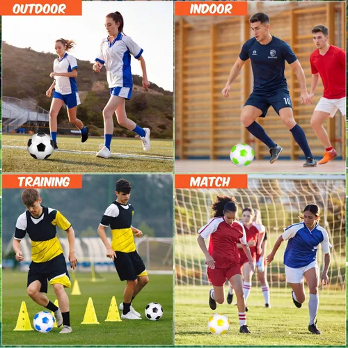 Vista 5 de Seenelling Balón de fútbol a granel con operación de bomba, tamaño 5 para deportes exteriores, bola cosida a máquina, suministros de donación