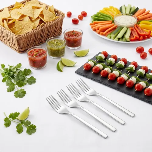 Vista 4 de Morcte Tenedor de postre de acero inoxidable, juego de 12