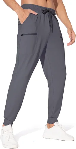 Vista 6 de M MAROAUT Pantalones deportivos para hombre, pantalones deportivos ligeros con bolsillos con cremallera, pantalones de entrenamiento para gimnasio