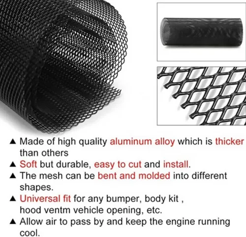 Vista 6 de GARVALON Universal de aleación de aluminio parrilla de malla frontal de coche de malla de malla de malla accesorios y duradero