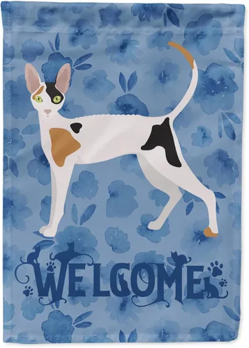 Vista 52 de Caroline's Treasures CK4813CHF - Bandera de bienvenida con gato abisinio azul, manga grande, para porche, para colgar en la pared, poliéster