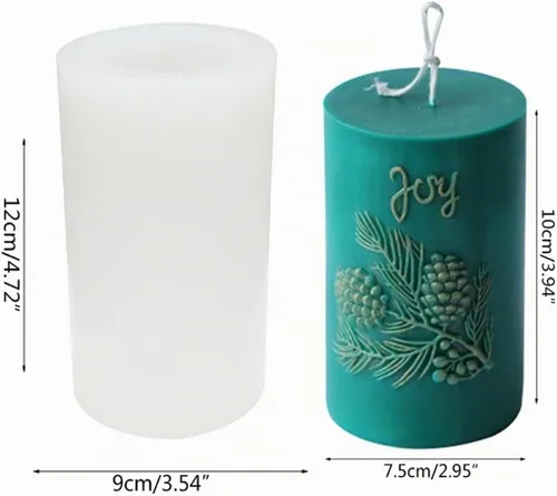 Vista 2 de Molde de vela de cono de pino cilíndrico 3D, molde de jabón de arcilla de silicona para hacer velas de cera de abeja de cera de soja hechas a mano