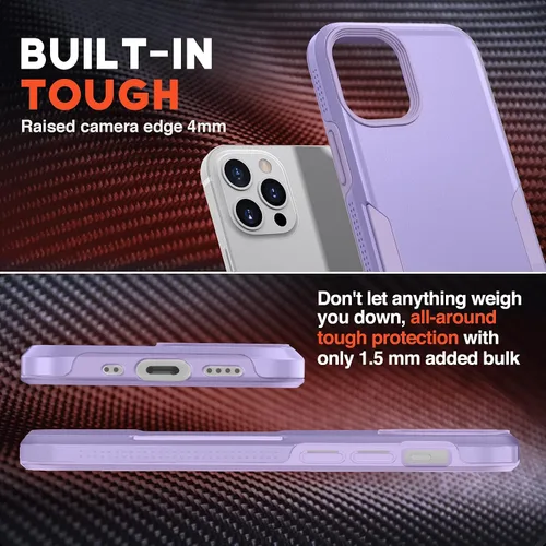 Vista 6 de NTG Funda de teléfono 12 Pro Max, reverso protector fino traslúcido y duro con tope de silicona (violeta)