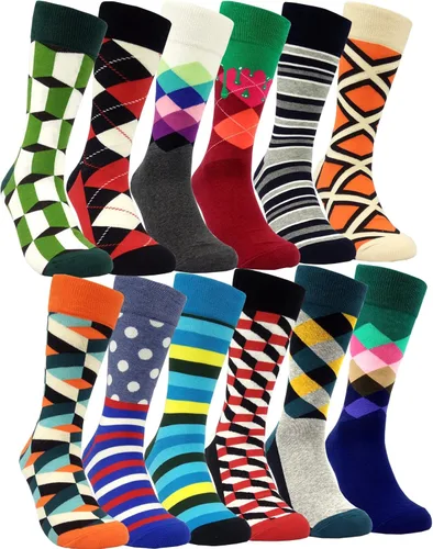 Vista 21 de HSELL Calcetines de vestir para hombre, diseños divertidos y locos, calcetines de algodón con patrón novedoso, regalos divertidos para hombres 12