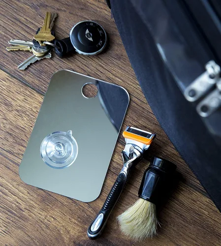 Vista 6 de Shave Well - Espejo de afeitado antivaho de viaje, portátil, sin niebla, espejo de ducha colgante con opción de mano para hombres y mujeres, incluye