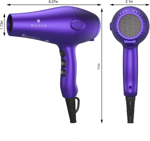 Vista 5 de Secador de pelo profesional de 1875 W, secador iónico ligero y silencioso, tecnología de cerámica turmalina para secado rápido con 2 velocidades y 3