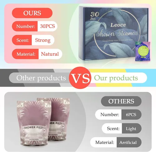 Vista 3 de leoce Vaporizadores de ducha empaquetados en varias cantidades, para mujeres/hombres, bombas de ducha aromáticas, tabletas envueltas individualmente