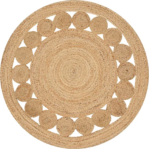 Vista 14 de Savi Home Alfombra de área tejida a mano de mezcla de lana y algodón 4x6', alfombra trenzada con textura tipo palomitas color marfil, alfombra suave