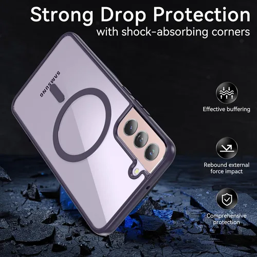 Vista 14 de OWKEY Funda magnética para Samsung Galaxy S22 Plus 5G, compatible con MagSafe, delgada, translúcida, a prueba de golpes, con antihuellas