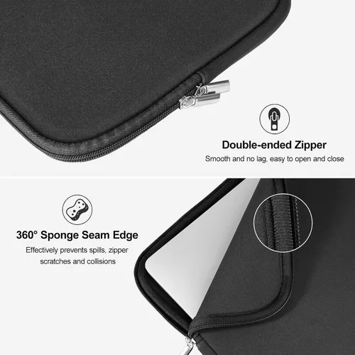Vista 11 de DTTO Funda protectora delgada de neopreno acolchado para laptop de 15.6-16" Negro