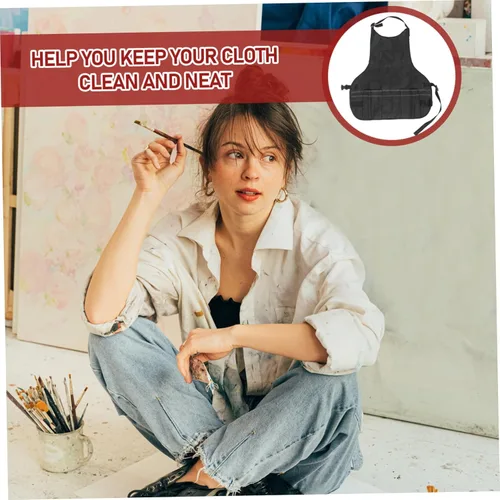 Vista 6 de ABOOFAN Adjustable Artist Apron with Tool Storage Oilproof Painting Work Clothes for Comfortable Use Black S