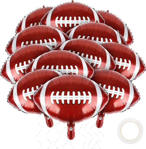 Vista 12 de Durony 12 piezas, 46 cm, globos de voleibol, decoraciones temáticas de voleibol para fiestas, globos de Mylar de aluminio, globos de voleibol