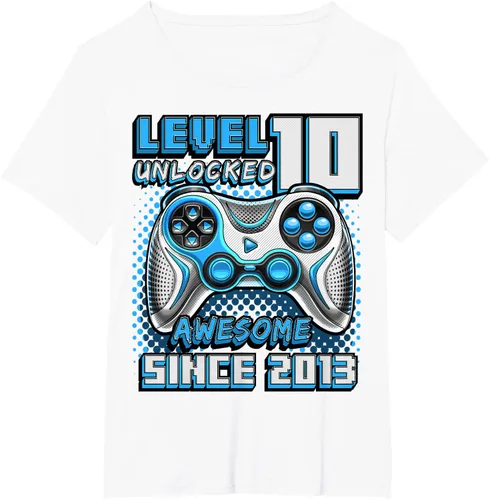 Vista 74 de Level 10 Unlocked Awesome 2013 Video Game 10th Birthday Boy T-Shirt, Negro