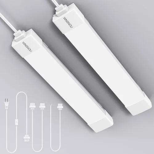 Vista 10 de WNSNOU Lámpara de Tubo LED con Enchufe, Luz Utilitaria de Tienda de 1.4 pies, 1800 LM, 5000 K, Luz de Gabinete Enlazable para Garaje, Cocina, Baño