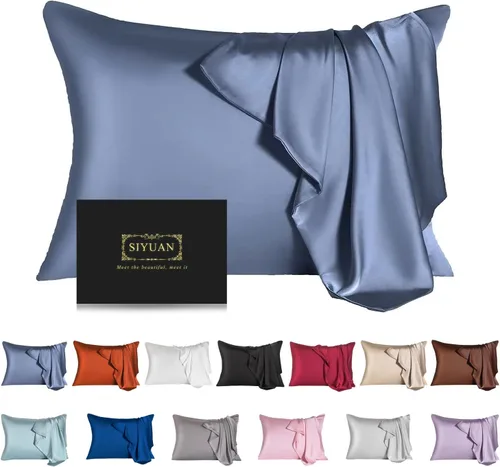 Vista 17 de Funda de almohada de seda de morera para cabello y piel - Funda de almohada de seda refrescante con cremallera oculta, de doble lado, suave