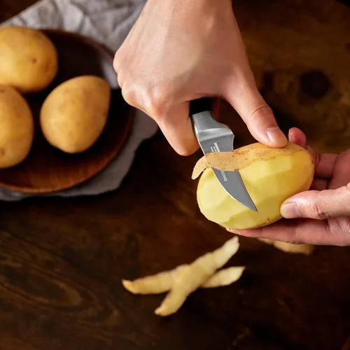 Vista 5 de OAKSWARE Cuchillo de pelar con pico de pájaro, cuchillos de pelar de 2.75 pulgadas de acero inoxidable alemán pequeños cuchillos curvados
