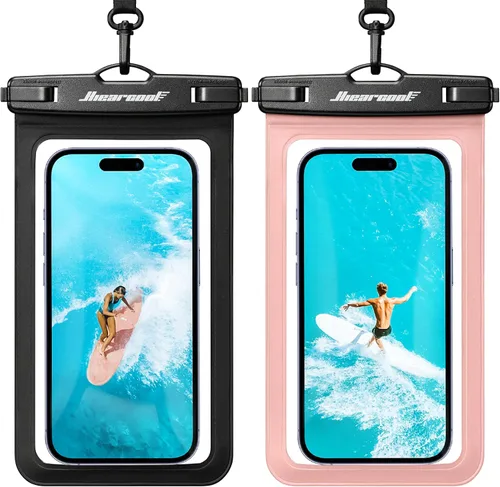 Vista 47 de Hiearcool Funda impermeable IPX8 para iPhone 17/16/15/14 Pro Max, bolsa seca para teléfono celular para artículos esenciales de playa y crucero